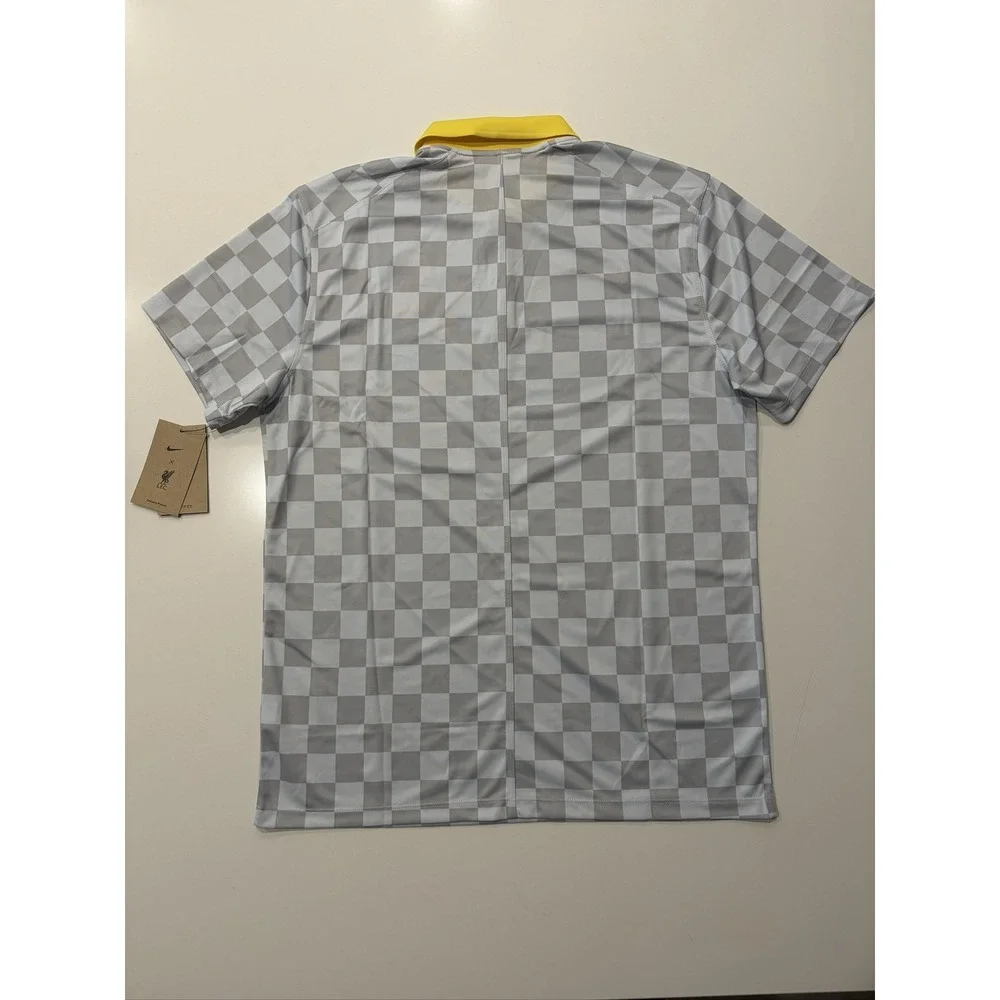 Nike Liverpool FC Victory Polo Shirt Mens M Dri-Fit FQ3127-077 Grey Checkered